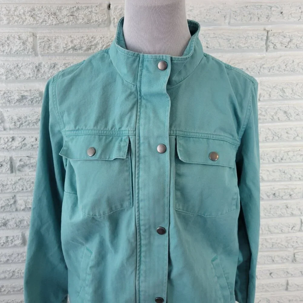 CJ Banks Womens Jacket Extra Large XL Denim Baby Blue Pockets Zip Snap SWE144E - Picture 3 of 10